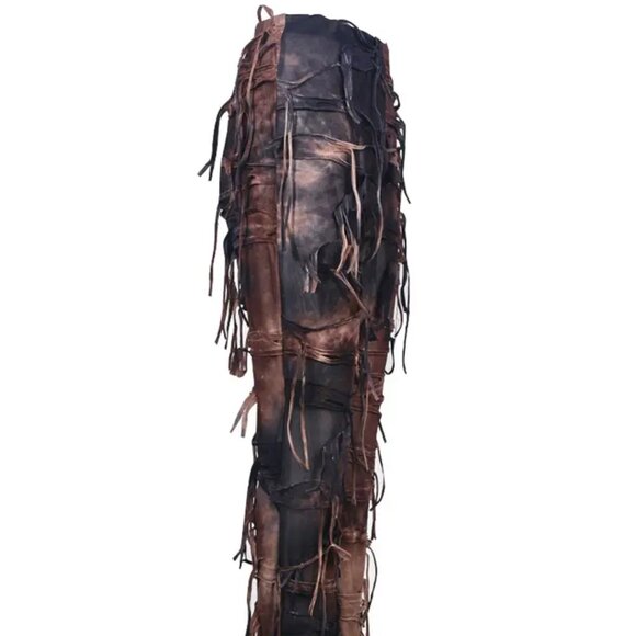 Earthy Brown Tassel Fringe Boho Grunge Leggings Pants - Picture 3 of 5